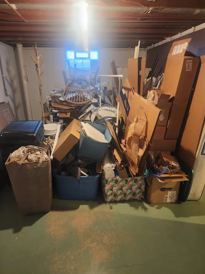 Roll-off dumpster container at job site for 4 Yard Dumpster Rental in Hardyston